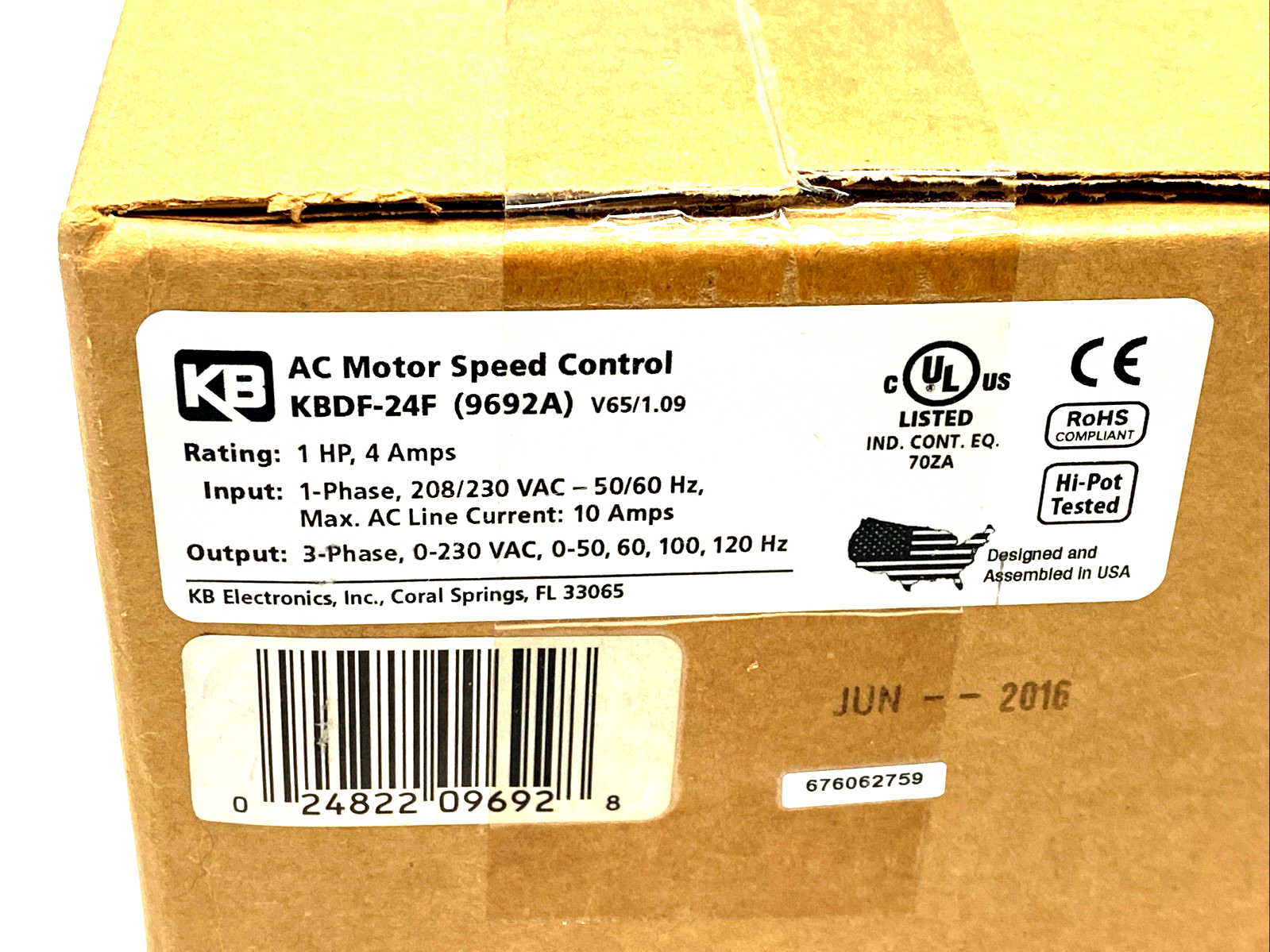 KB Electronics KBDF-24F Digital Inverter AC Drive 1HP 4A 230VAC 3PH 9692A - Maverick Industrial Sales