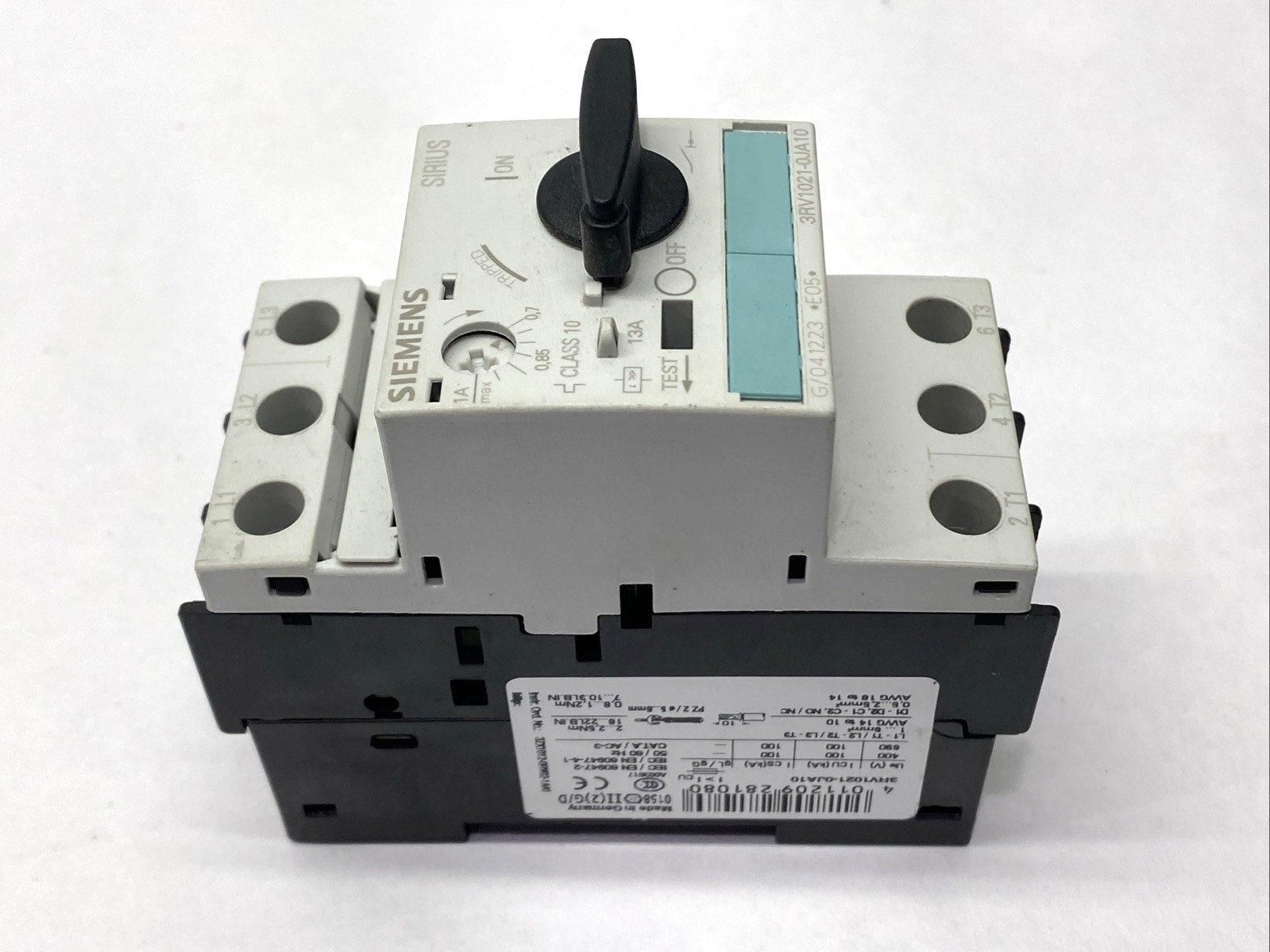 Siemens 3RV1021-0JA10 Motor Circuit Breaker 3-Phase 480V - Maverick Industrial Sales