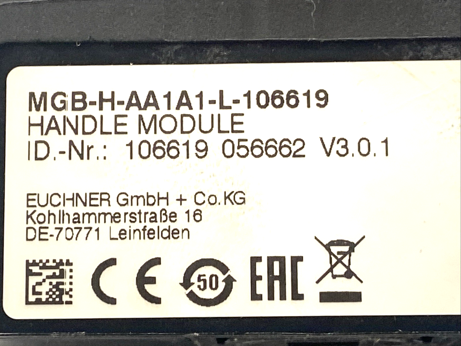 Euchner MGB-H-AA1A1-L-106619 Handle Module - Maverick Industrial Sales