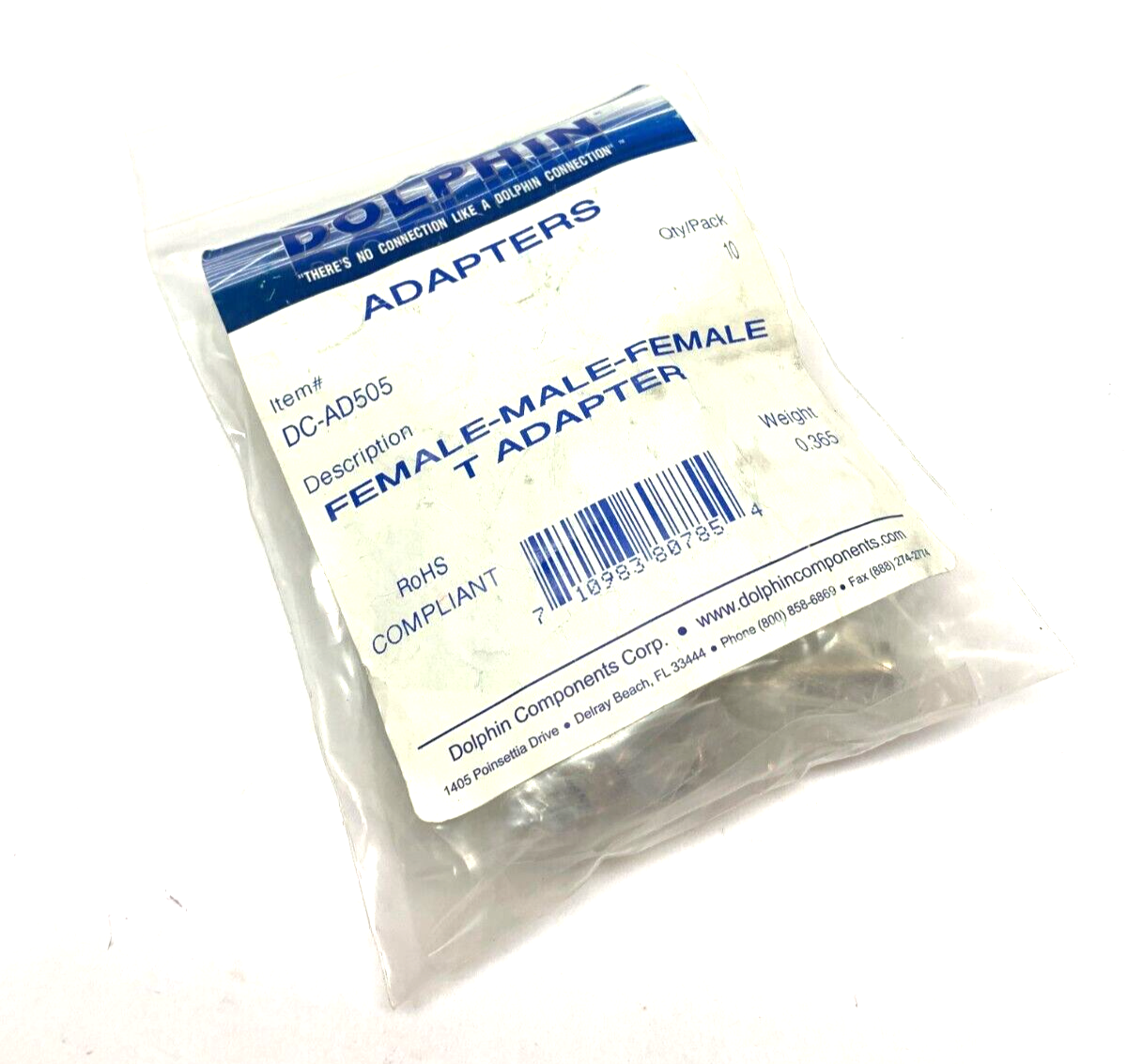 Dolphin DC-AD505 Female-Male-Female T-Adapter 50 Ohms PACK OF 10 - Maverick Industrial Sales