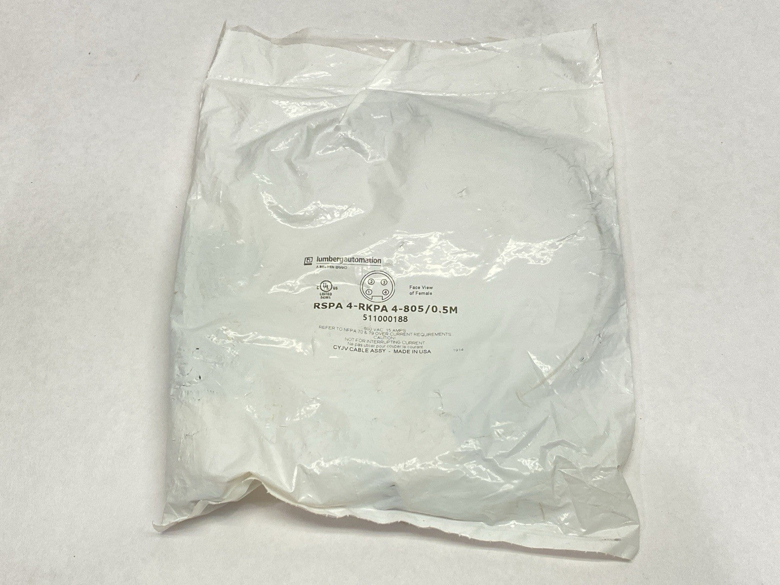 RSPA 4-RKPA 4-805/0.5M | Lumberg Automation Mini Power Cordset 0.5m 511000188 - New - Maverick Industrial Sales