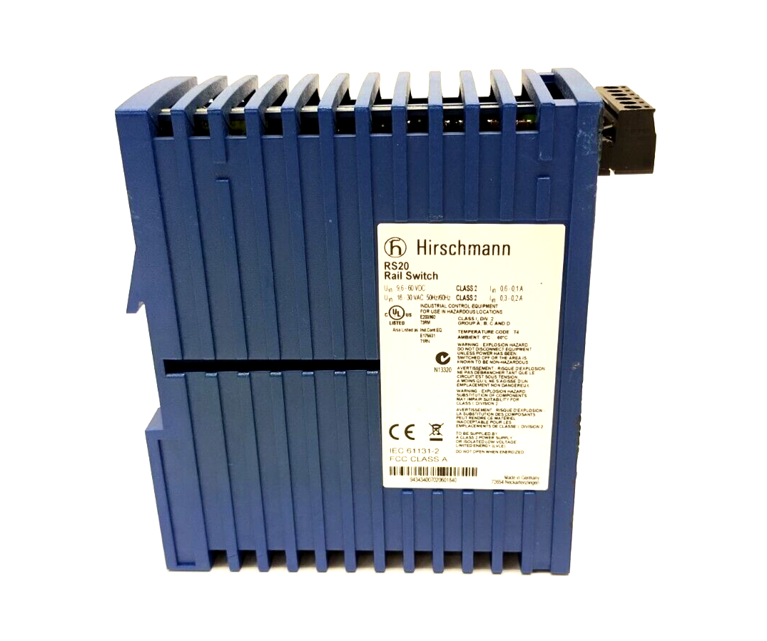 Hirschmann RS20 4-Port Industrial Ethernet Rail Switch RS20-0400T1T1SDAE - Maverick Industrial Sales