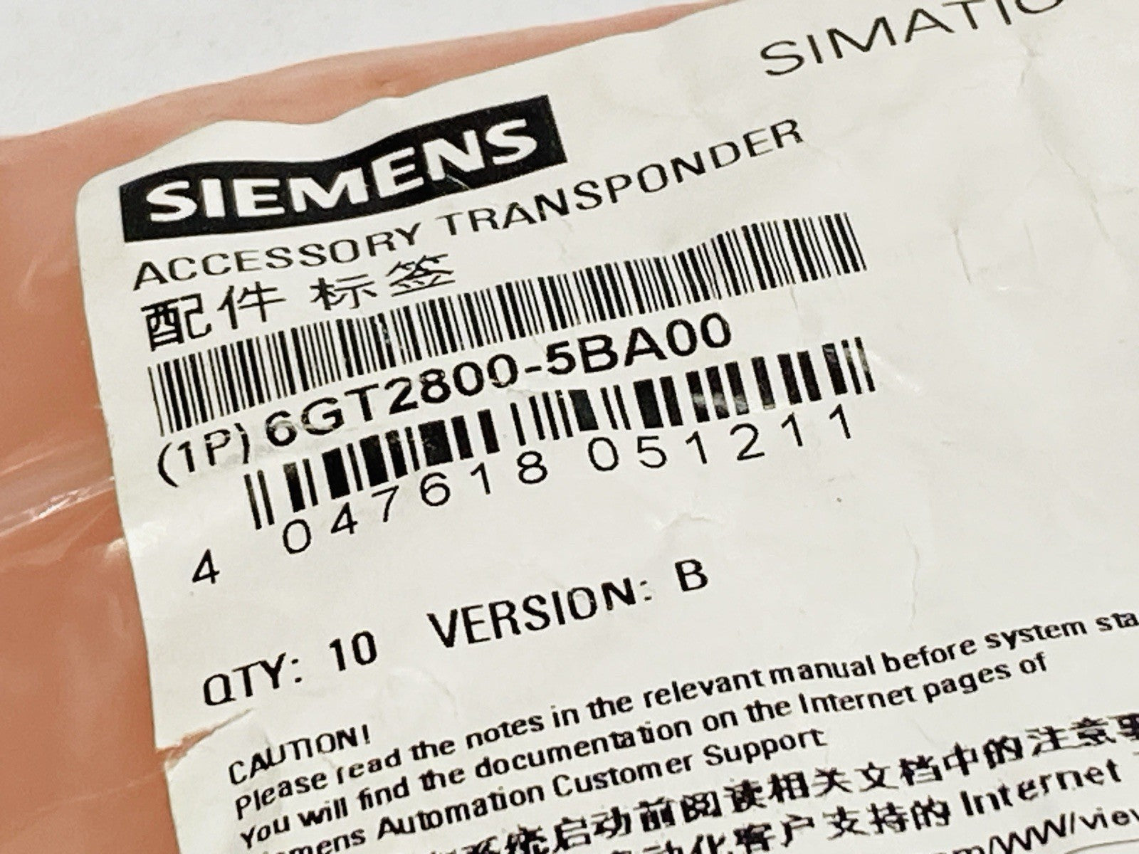 Siemens 6GT2800-5BA00 SIMATIC RF330T Accessory Transponder - Maverick Industrial Sales