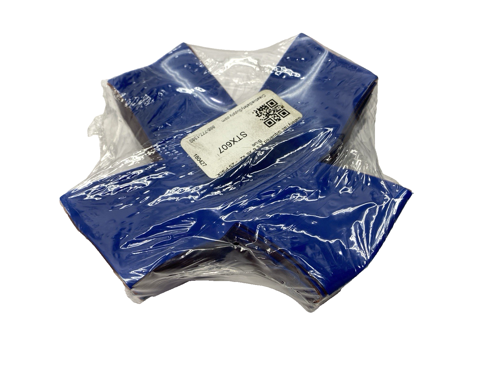 STX607 | Safetytac Squared X's Blue Floor Marking Sticker TEAR IN BAG PKG OF 25 - New - Maverick Industrial Sales