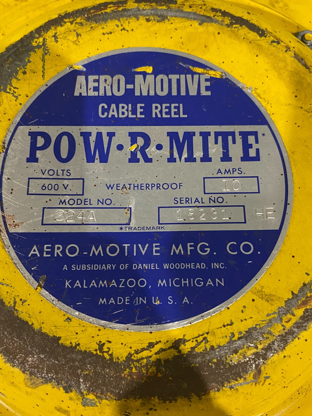 Aero-Motive 224A POW-R-MITE Weatherproof Cable Reel 600V 10A - Maverick Industrial Sales