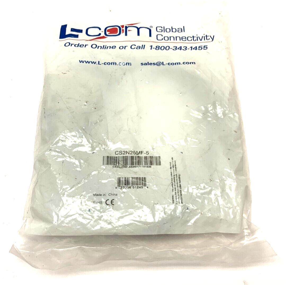 L-com CS2N25MF Premium Molded D-Sub Cable DB25 Male/Female 5.0 ft - Maverick Industrial Sales