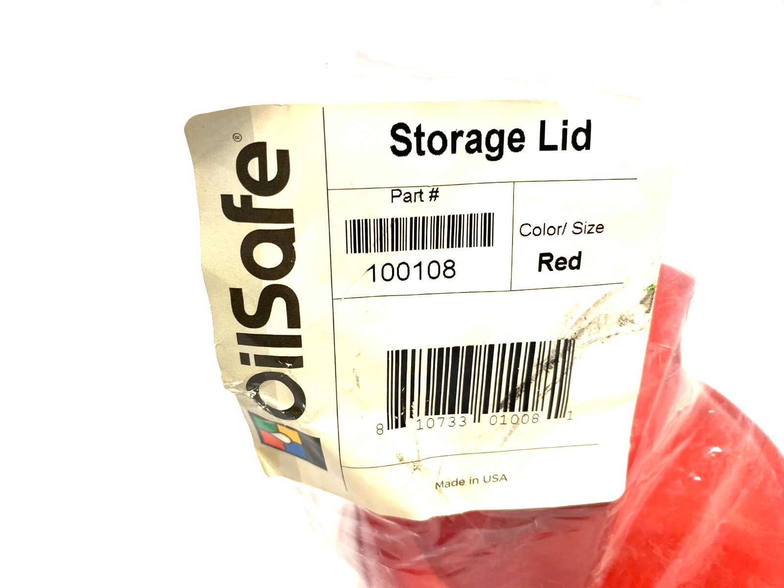 100108 | Oilsafe Spill-Proof Storage Lid, Red - New - Maverick Industrial Sales
