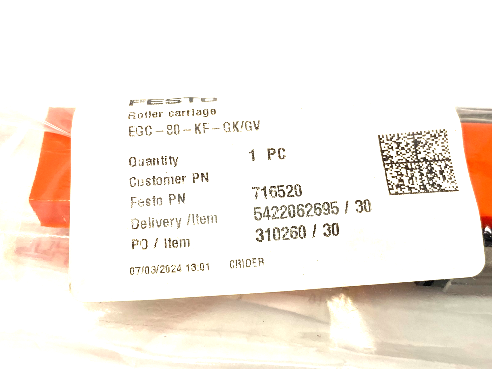 THK SHW14CR2SSCSME Roller Carriage, Festo EGC-80-KF-GK/GV, 716520 - Maverick Industrial Sales