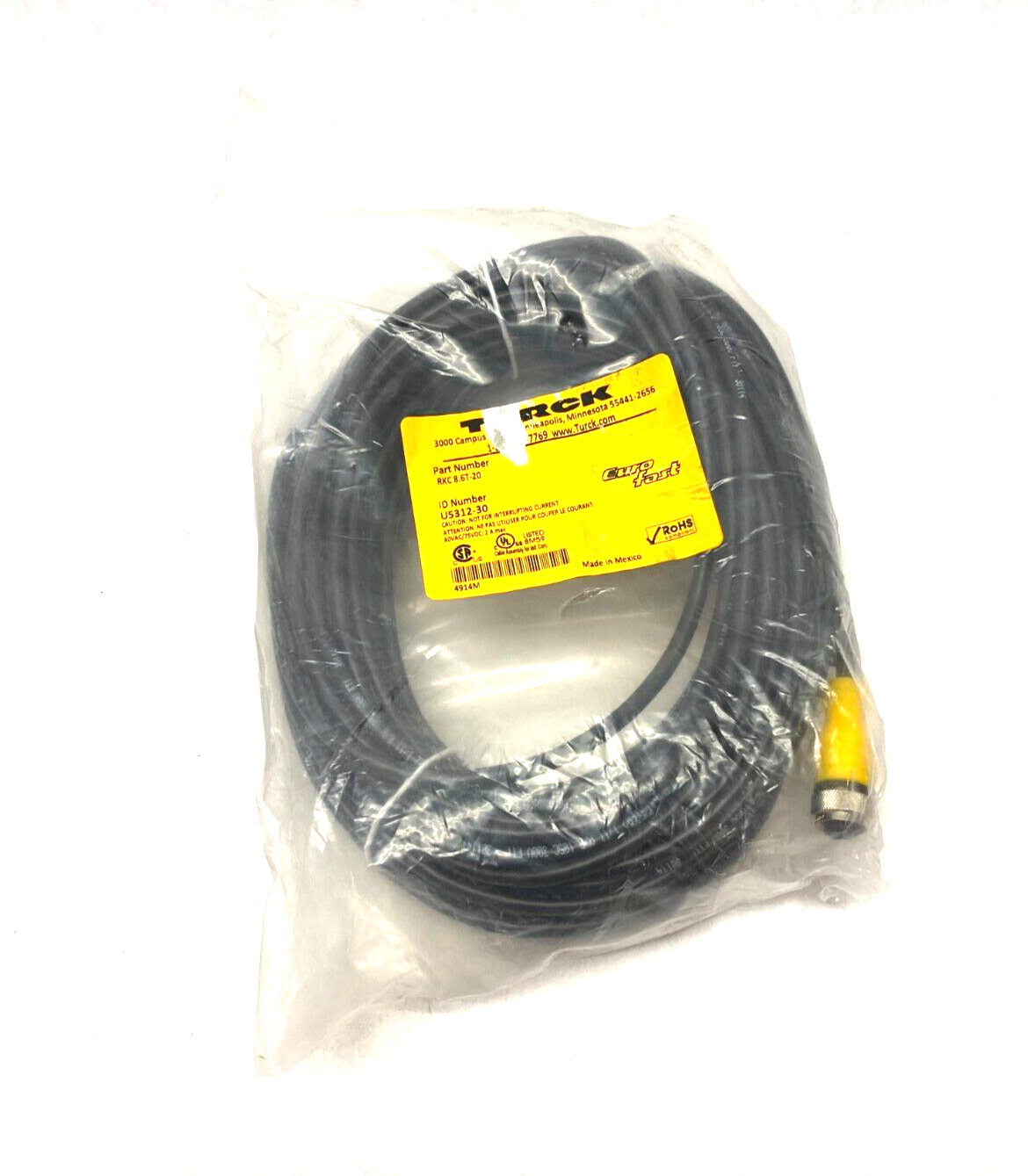 Turck RKC 8.6T-20 Eurofast Single Ended Cordset M12 8-Pin Female U5312-30 - Maverick Industrial Sales