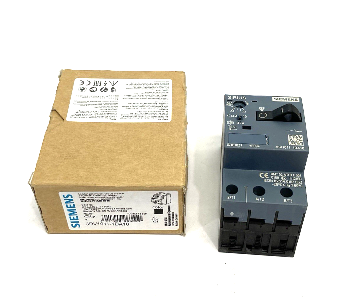 Siemens 3RV1011-1DA10 Circuit Breaker, Size S00, for Motor Protection - Maverick Industrial Sales