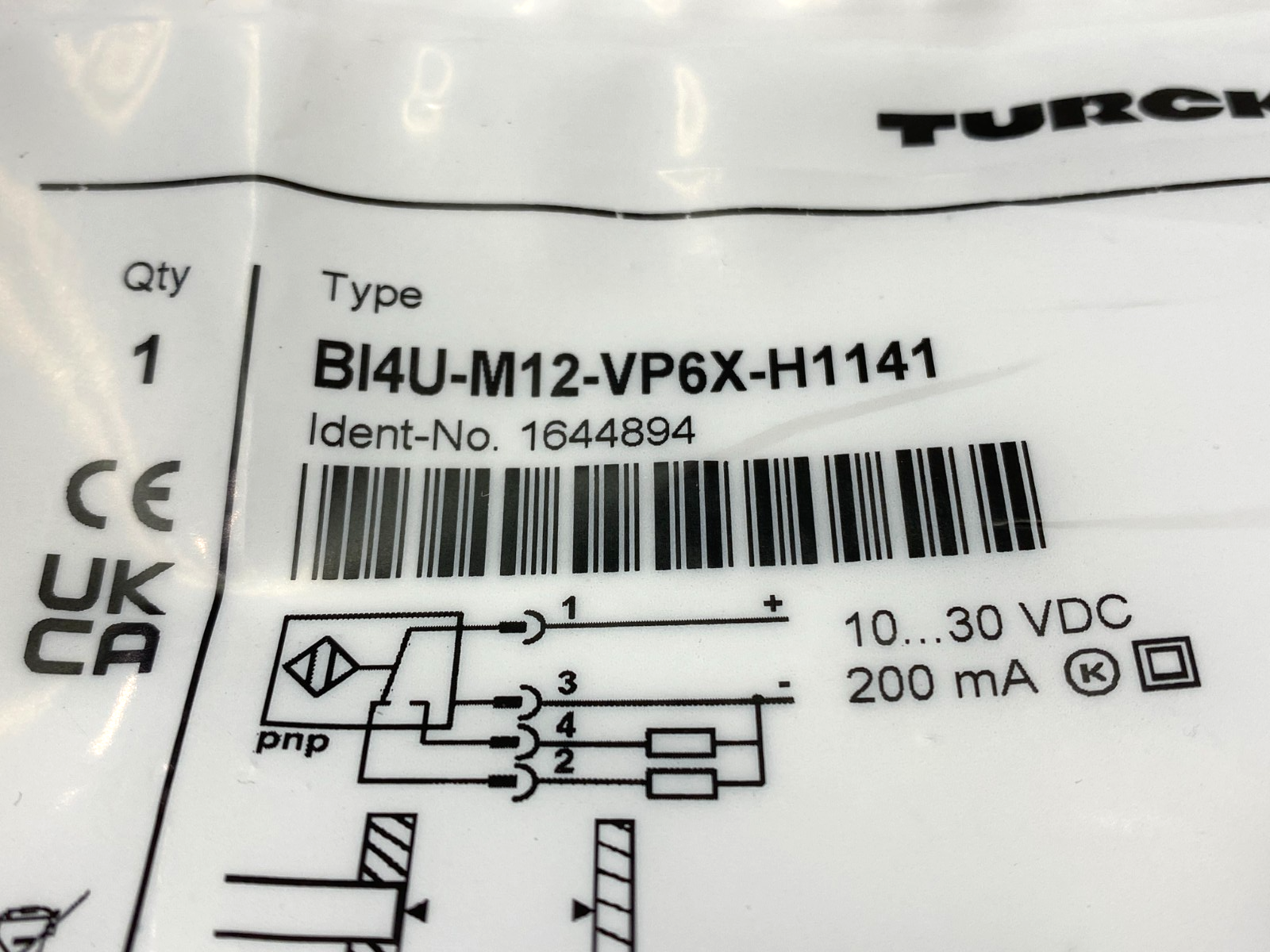 Turck BI4U-M12-VP6X-H1141 Inductive Proximity Sensor M12 10-30VDC 1644894 - Maverick Industrial Sales