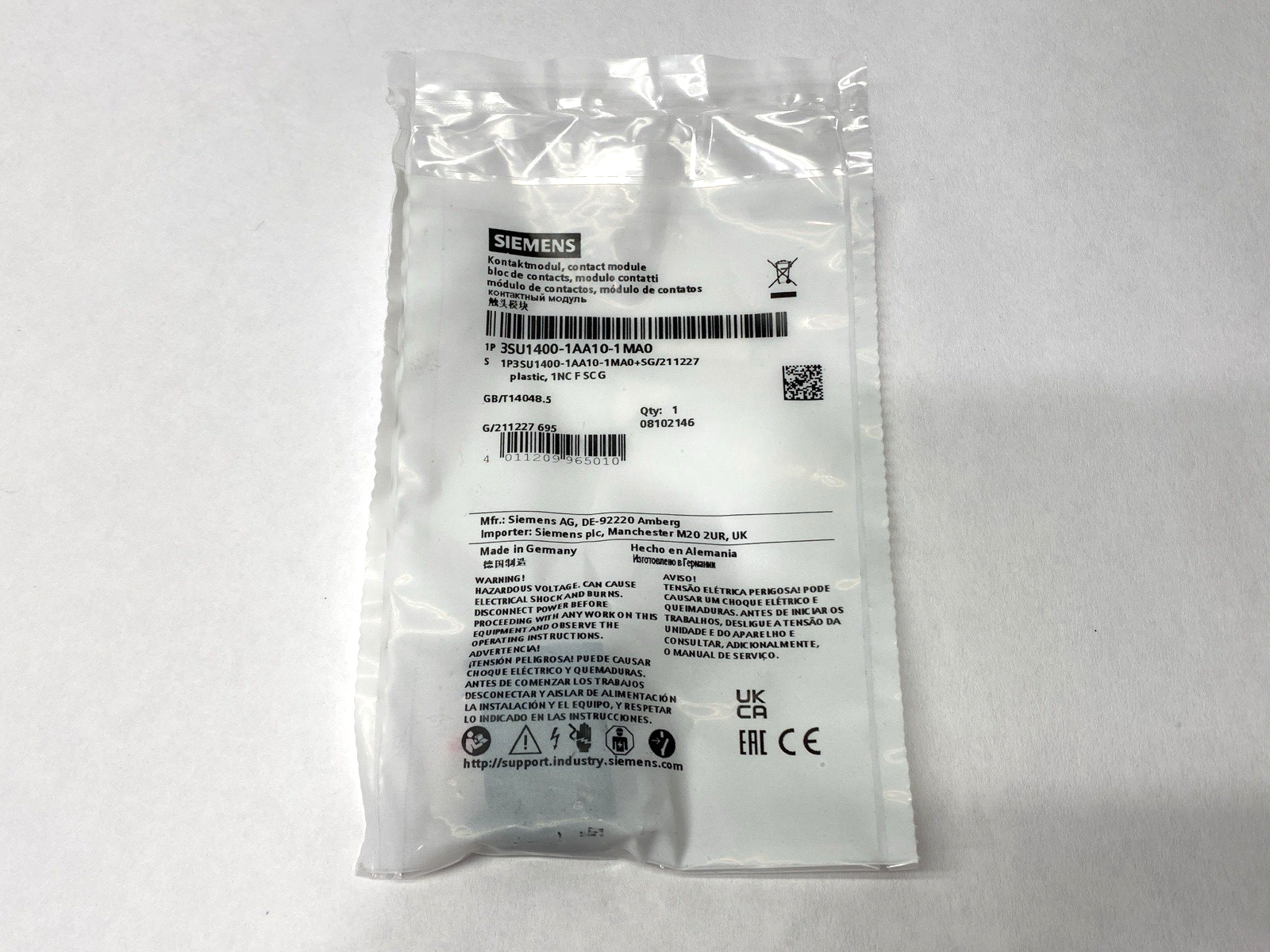 Siemens 3SU1400-1AA10-1MA0 Contact Module 1NC LOT OF 2 - Maverick Industrial Sales