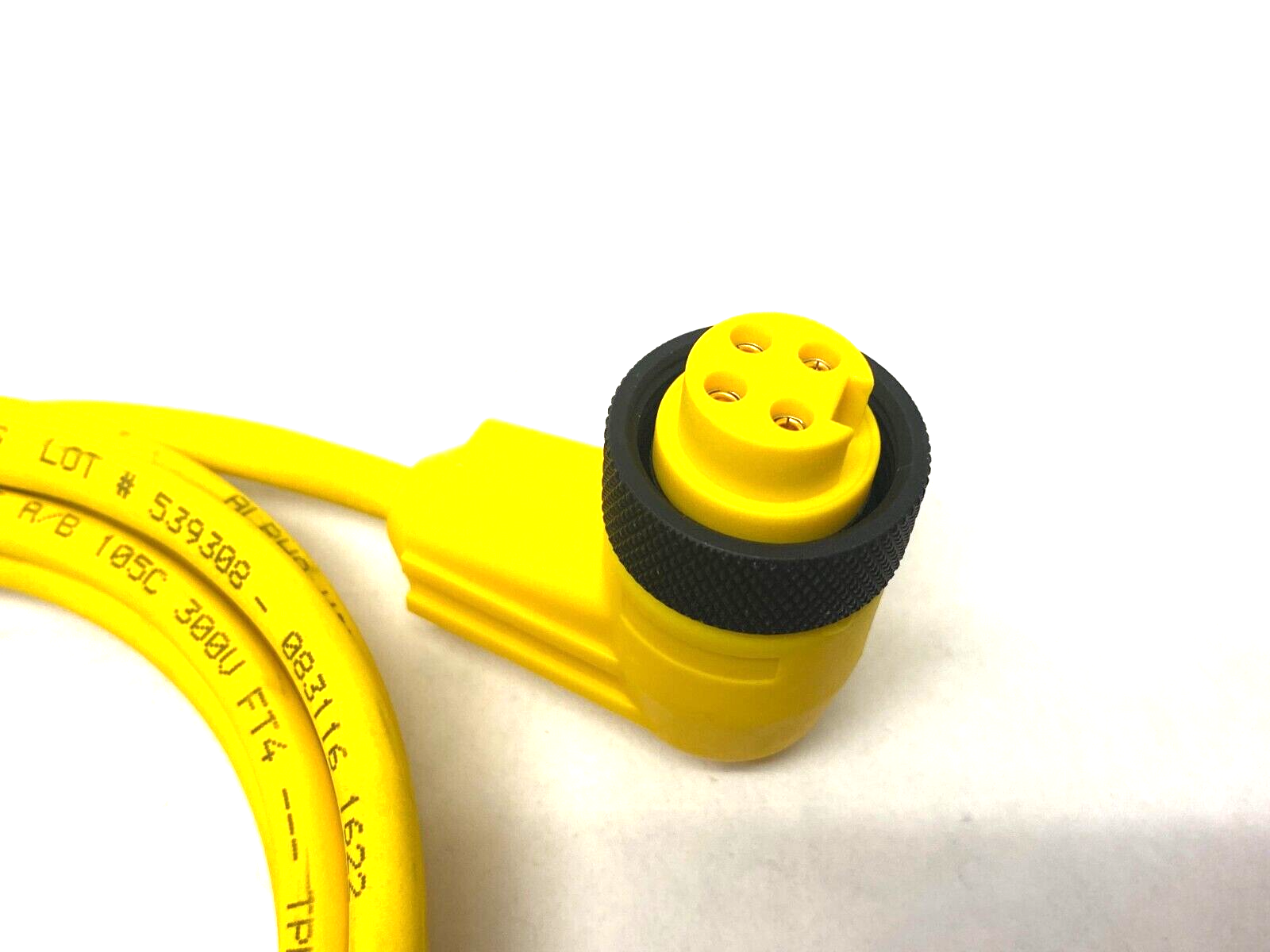 AlphaWire KW0400108 YL358 MiniF 90 Degree to Cut Cordset 4-Pole CUT TO 7 FOOT - Maverick Industrial Sales