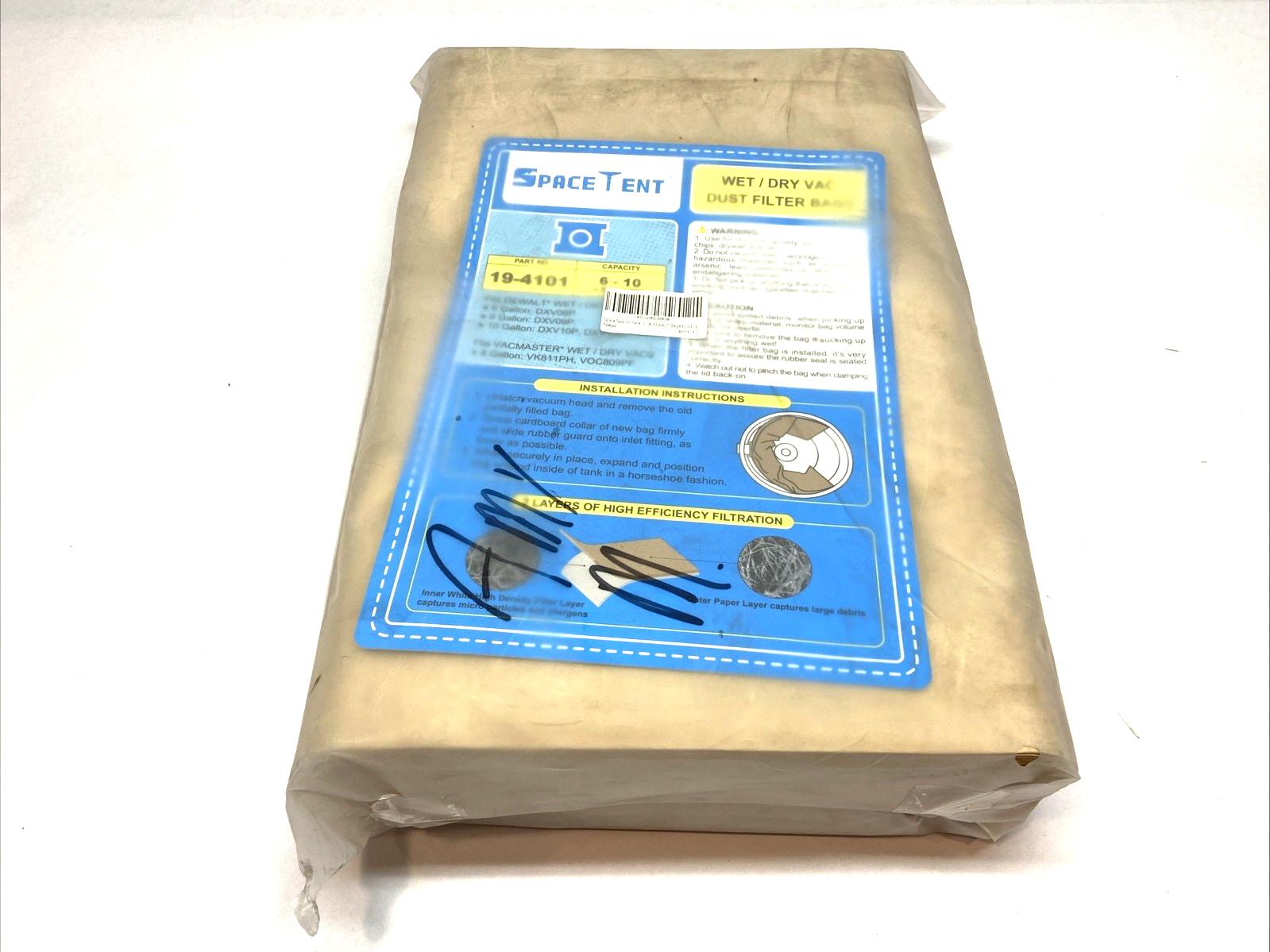 DXVA19-4101 | SpaceTent Disposable Dust Filter Bags 6-10 Gal Vac LOT OF 15 - New - Maverick Industrial Sales