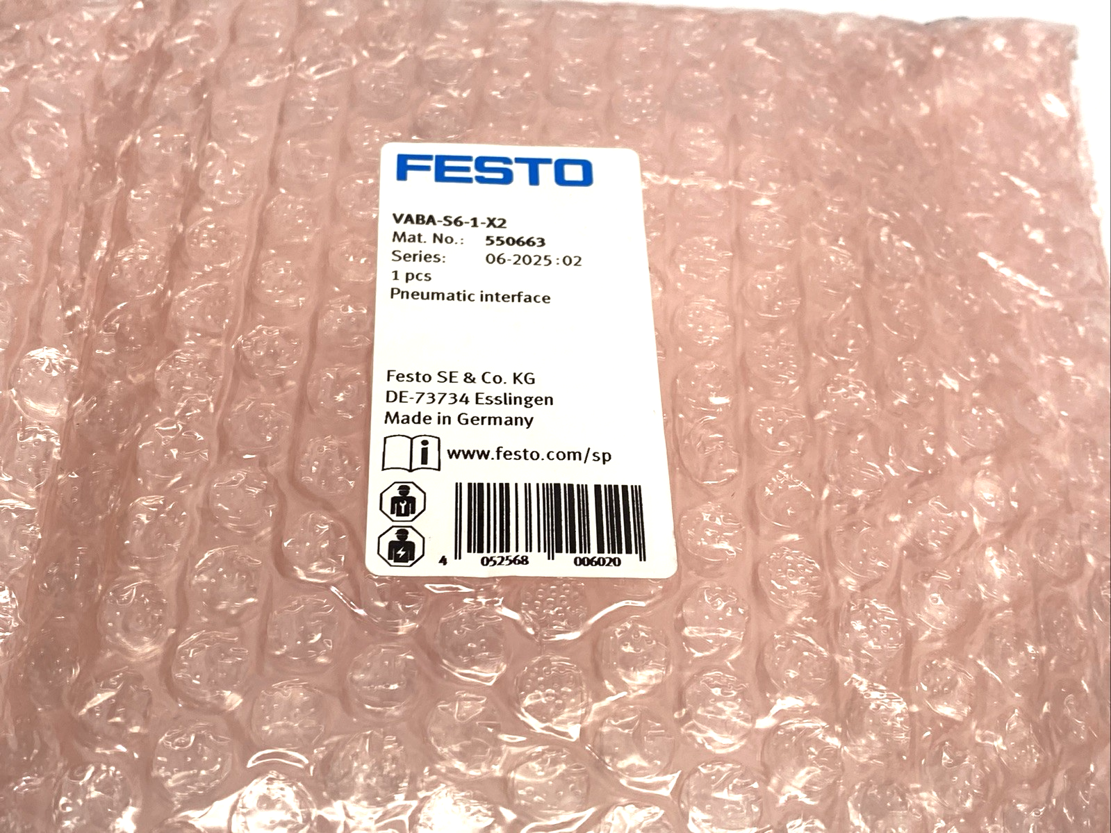 VABA-S6-1-X2 | Festo Pneumatic Interface Adapter Plate 550663 - New – Open box - Maverick Industrial Sales