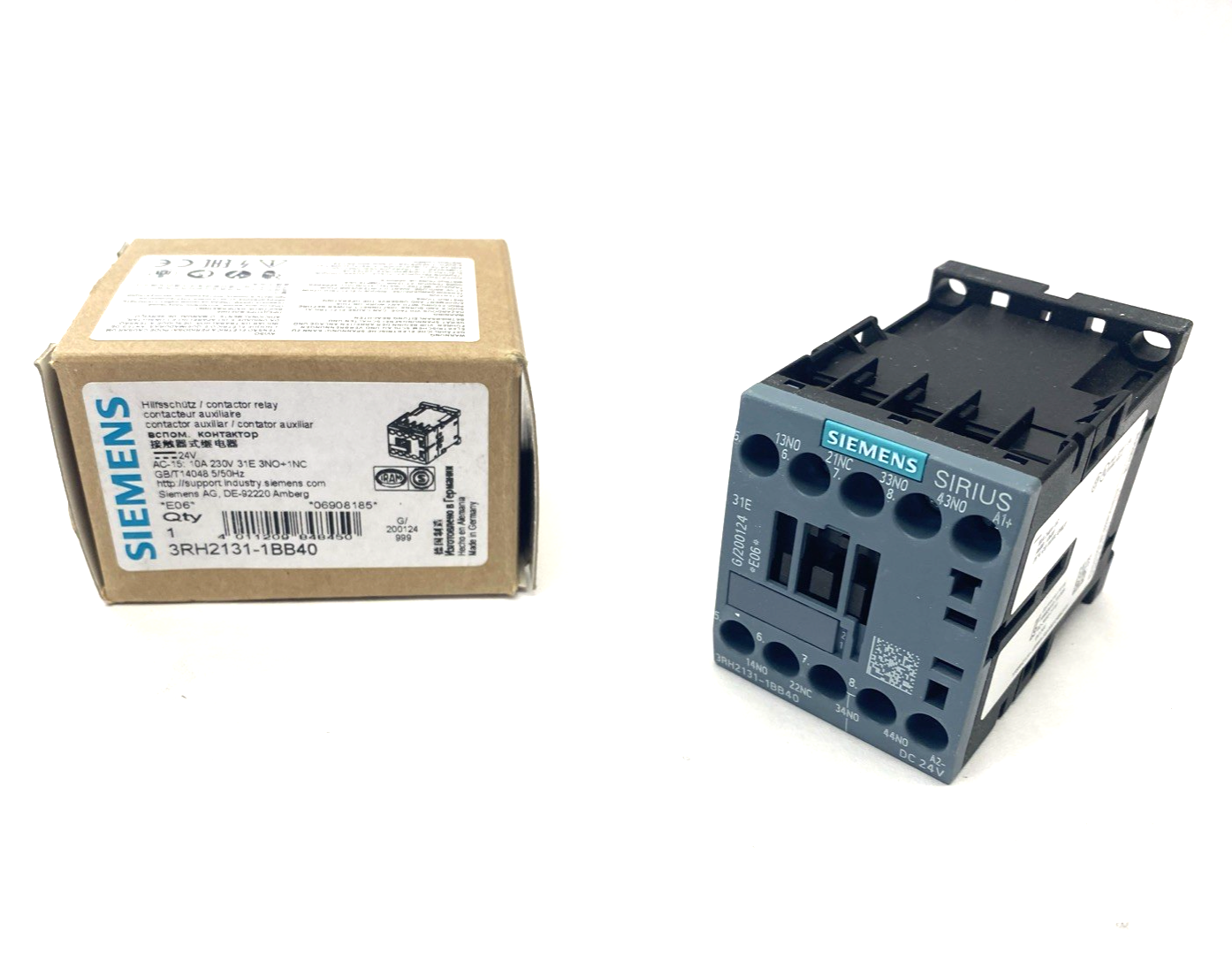 Siemens 3RH2131-1BB40 Contactor Relay 3 NO + 1 NC 24VDC Size S00 - Maverick Industrial Sales