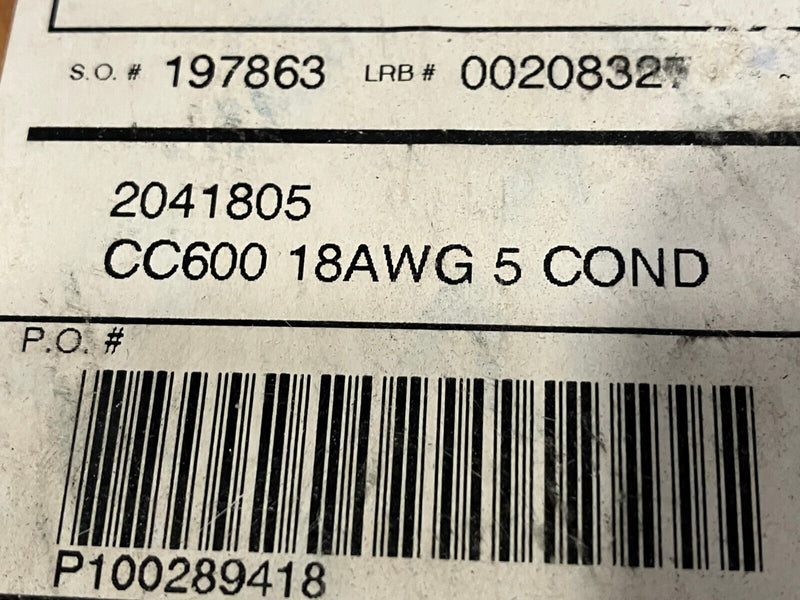 SAB 2041805 Control Cable 5C 18AWG 30x32 600V 200' FT - Maverick Industrial Sales