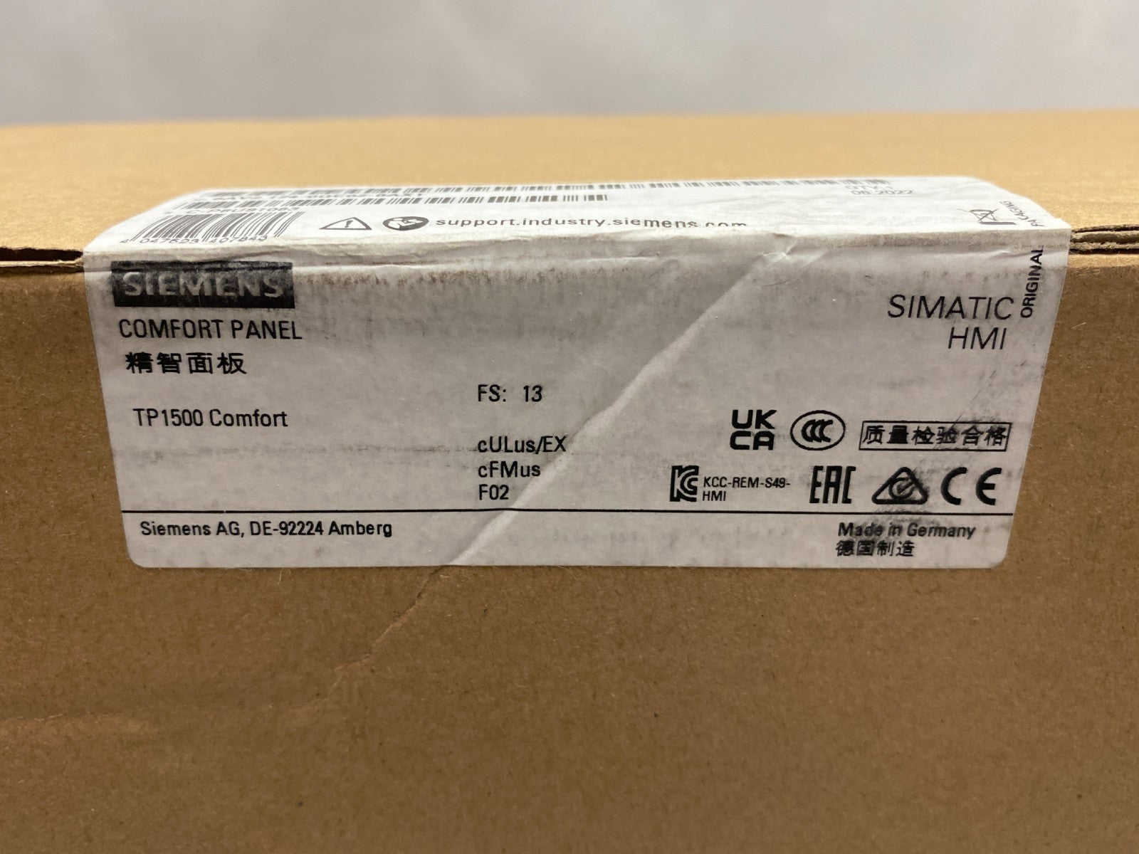 Siemens 6AV2 124-0QC02-0AX1 TP1500 Comfort HMI Touch Display Panel 331mm x 207mm - Maverick Industrial Sales