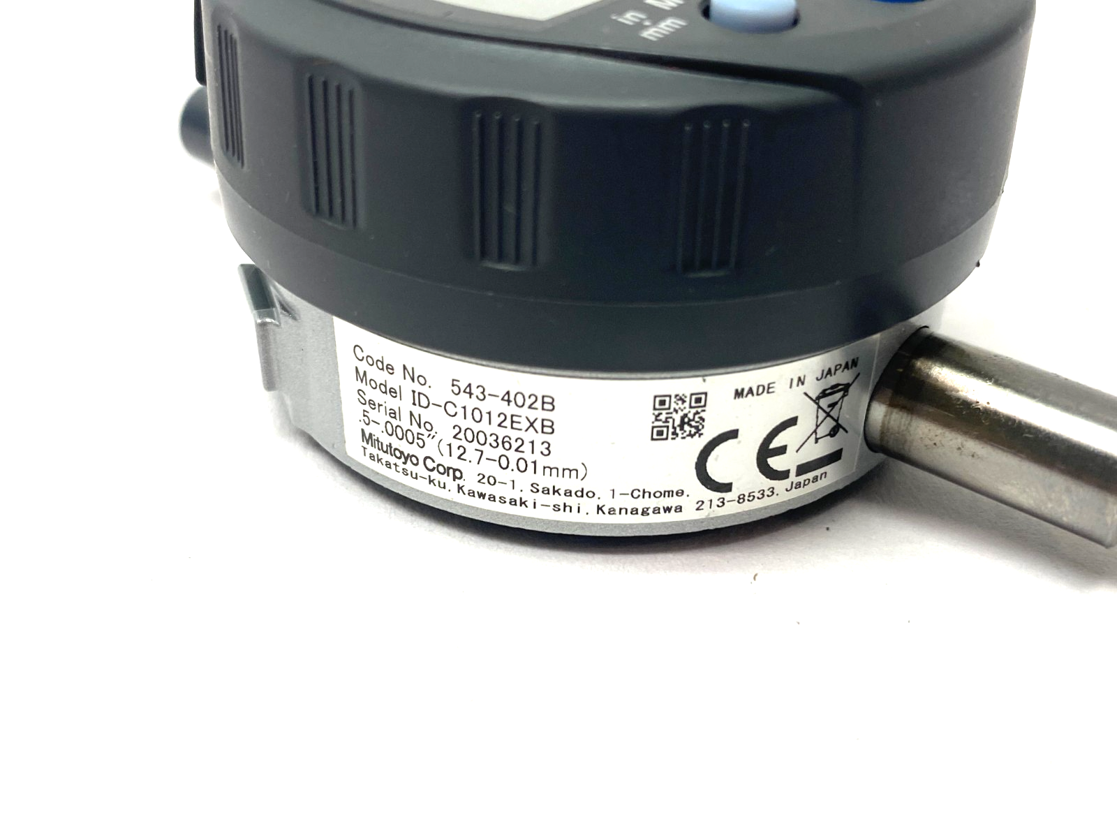 Mitutoyo 543-402B ABSOLUTE Digimatic Indicator ID-C1012EXB 12.7mm NO BATTERY - Maverick Industrial Sales