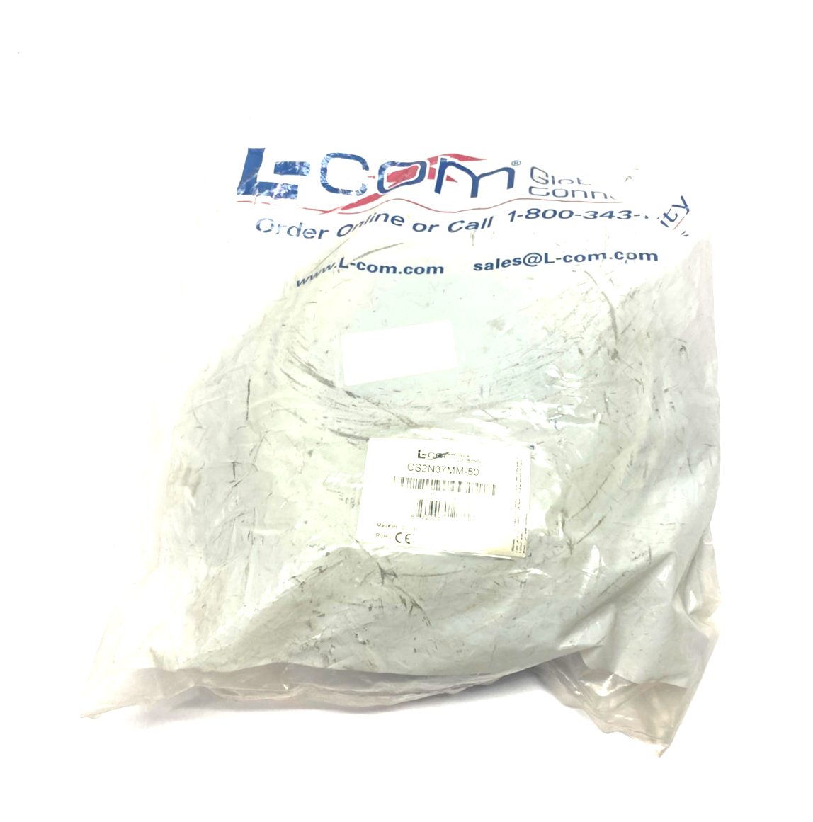 L-Com CS2N37MM-50 Premium Molded D-Sub Cable DB37 Male/Male 50' - Maverick Industrial Sales