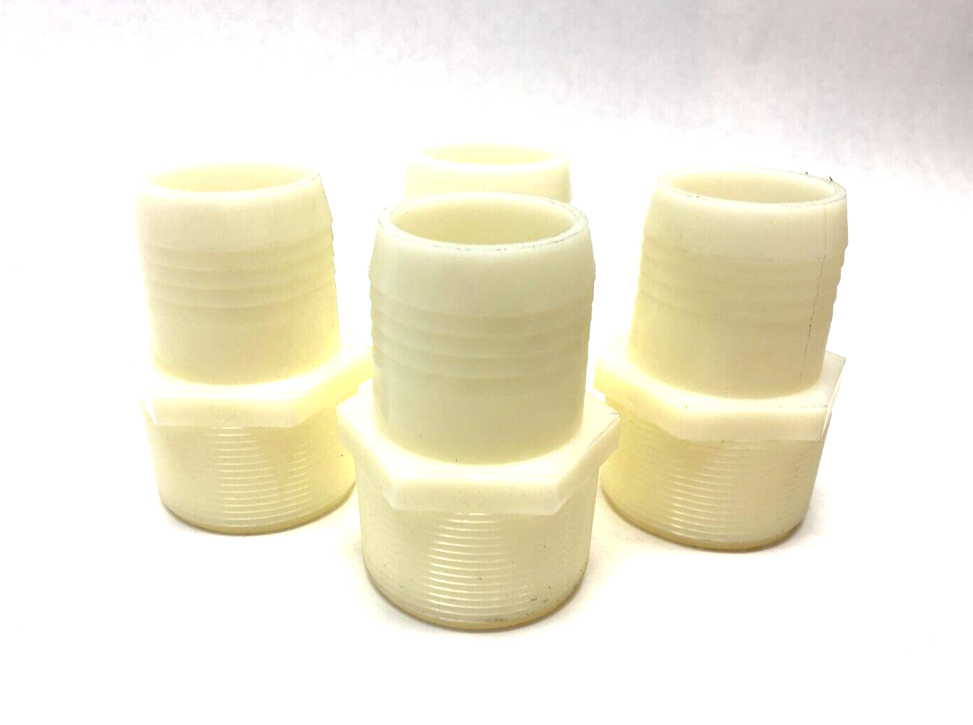 2" x 2" Male NPT Thread Barbed Hose Fitting Cream Color PVC LOT OF 4 - Maverick Industrial Sales