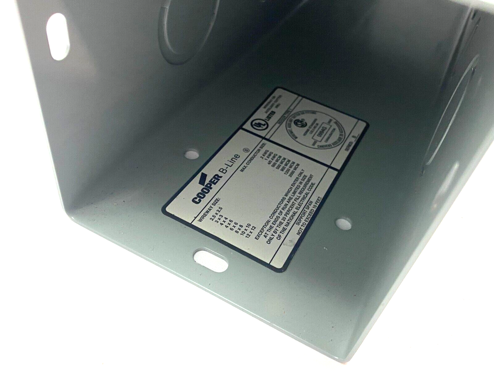Cooper B-Line 4424G Straight Lay-In Wireway Section 4" x 4" x 24" Gray Steel - Maverick Industrial Sales