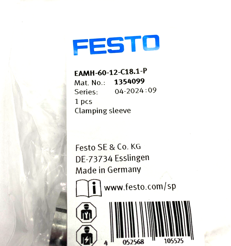 Festo EAMH-60-12-C18.1-P Clamping Sleeve Size 60 1354099 - Maverick Industrial Sales