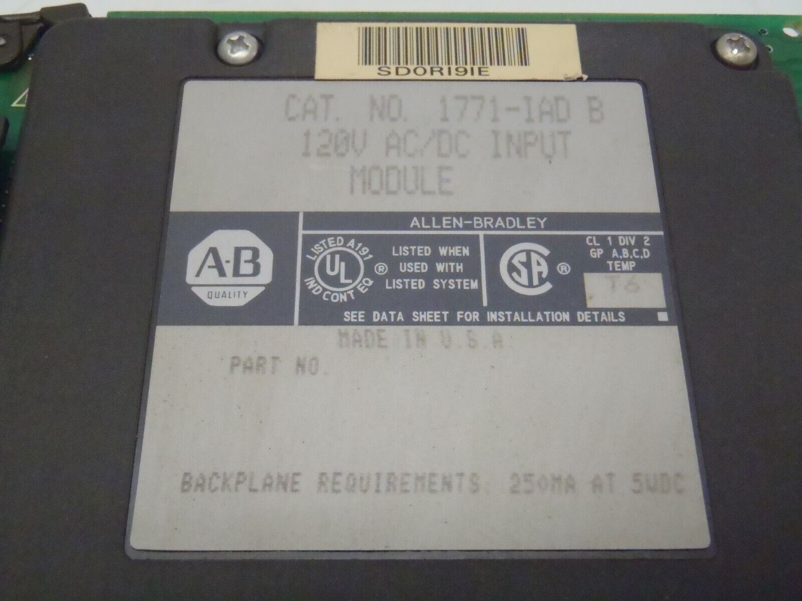 Allen Bradley 1771-IAD Series B 120V AC/DC Input Module - Maverick Industrial Sales