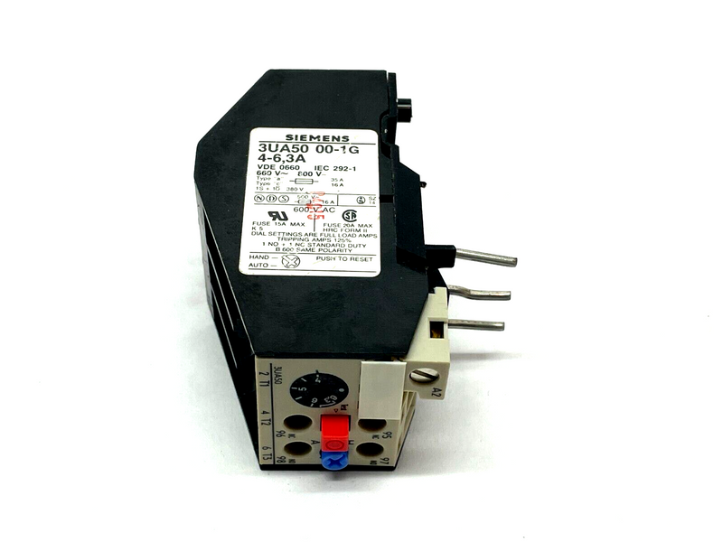 Siemens 3UA5000-1G 4-6,3A Overload Relay BROKEN MOUNTING LATCH - Maverick Industrial Sales