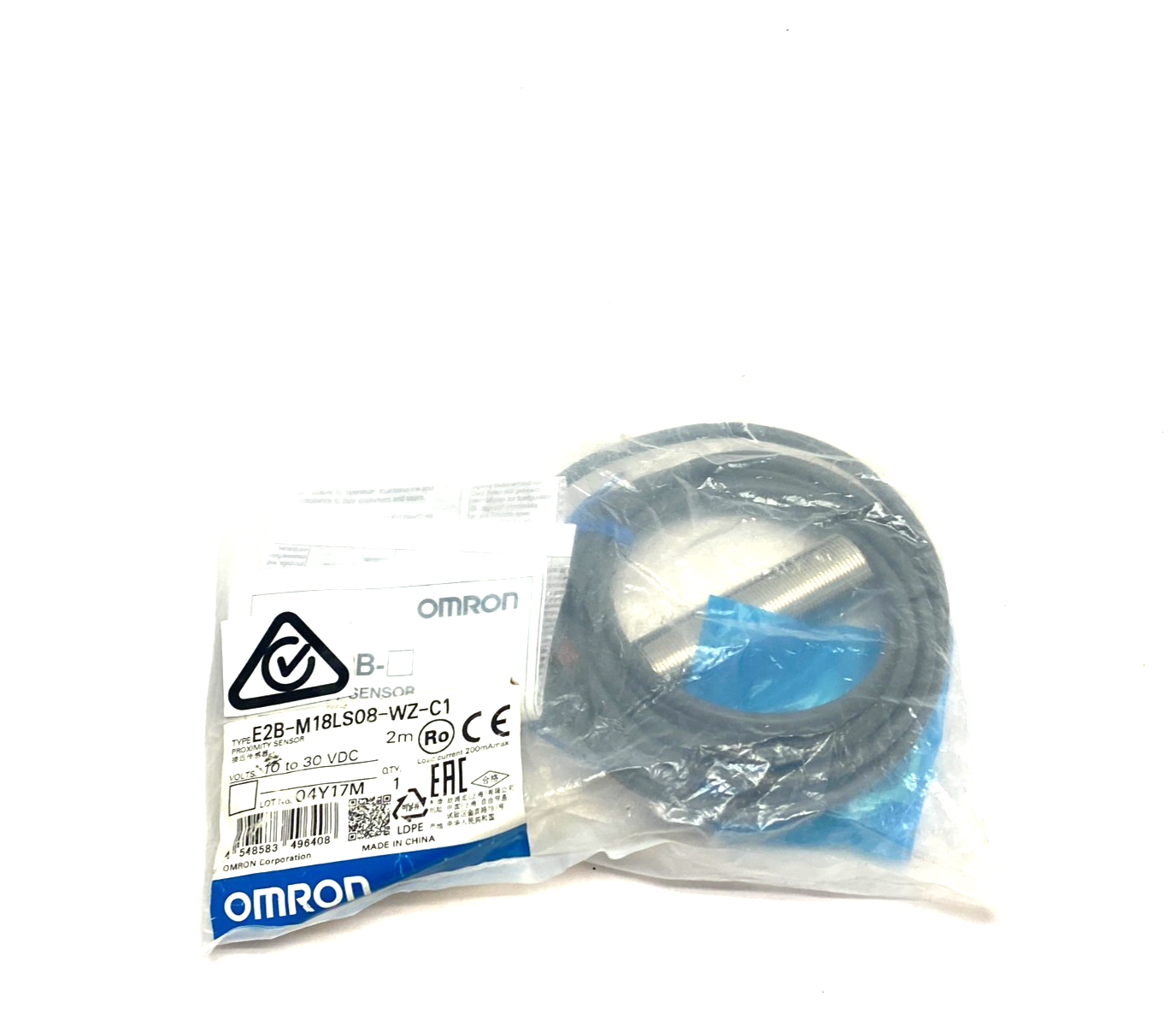 Omron E2B-M18LS08-WZ-C1 Inductive Proximity Sensor 2m Leads 10-30VDC - Maverick Industrial Sales