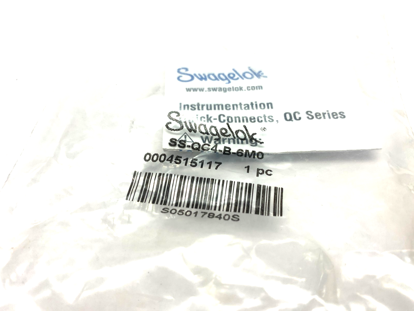 Swagelok SS-QC4-B-6M0 Instrumentation Quick Connect Fitting QC Series 6mm Tube - Maverick Industrial Sales