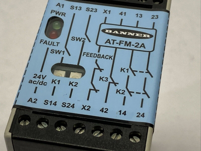 Banner AT-FM-2A Machine Safety Relay 2-Channel 250mA 24V 72050 - Maverick Industrial Sales