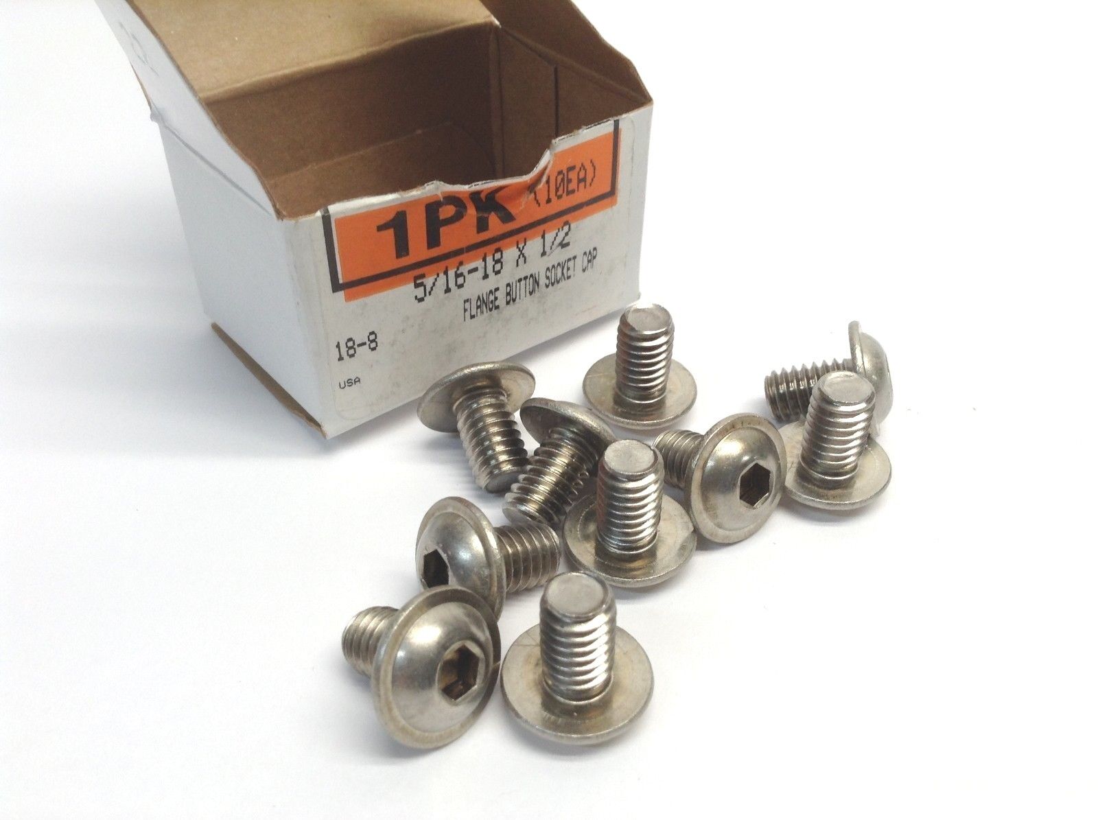 Box of 10 5/26-18 X 1/2 Inch 18-8 Flange Button Socket Cap Screw - Maverick Industrial Sales