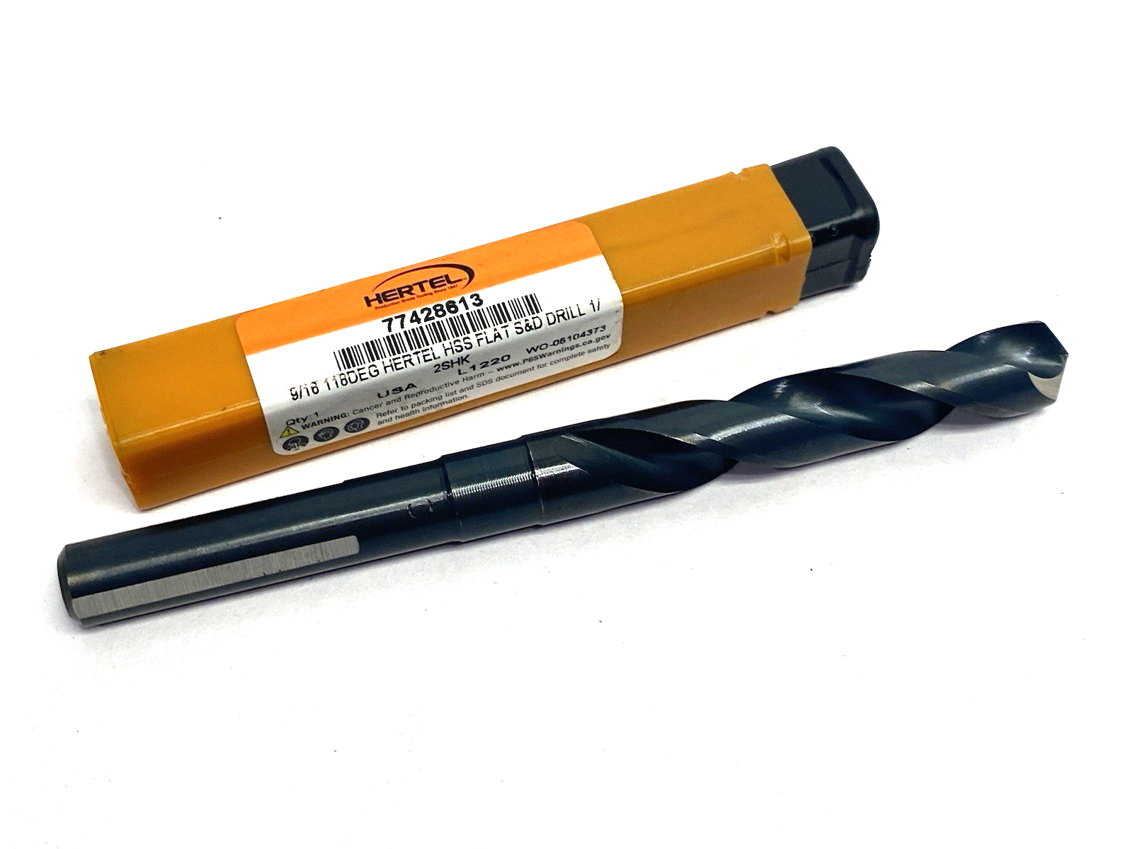 77428613 | Hertel Reduced Shank Drill Bit: 9/16" Dia, 1/2" Shank Dia, 118 Point - New – Open box - Maverick Industrial Sales