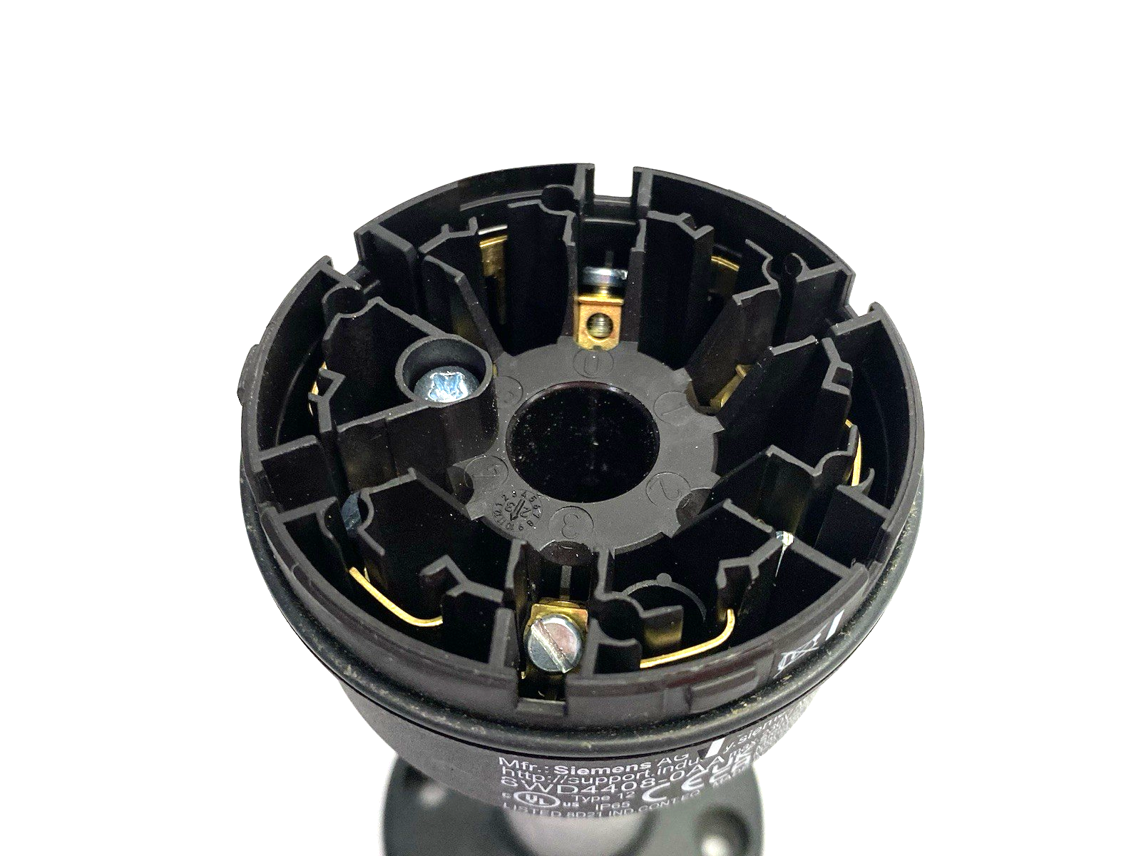 8WD4408-0AA | Siemens Stack Light Connection Element 70mm Dia. w/ 4" Pipe Mount - Used - Maverick Industrial Sales