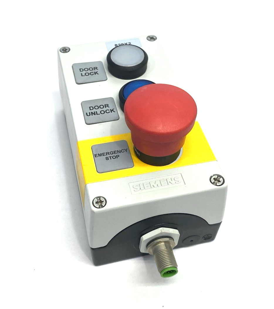 3SU1853-0AA00-0AB1 | Siemens Enclosure w/ E-Stop, Dual Illuminated Pushbuttons - Used - Maverick Industrial Sales