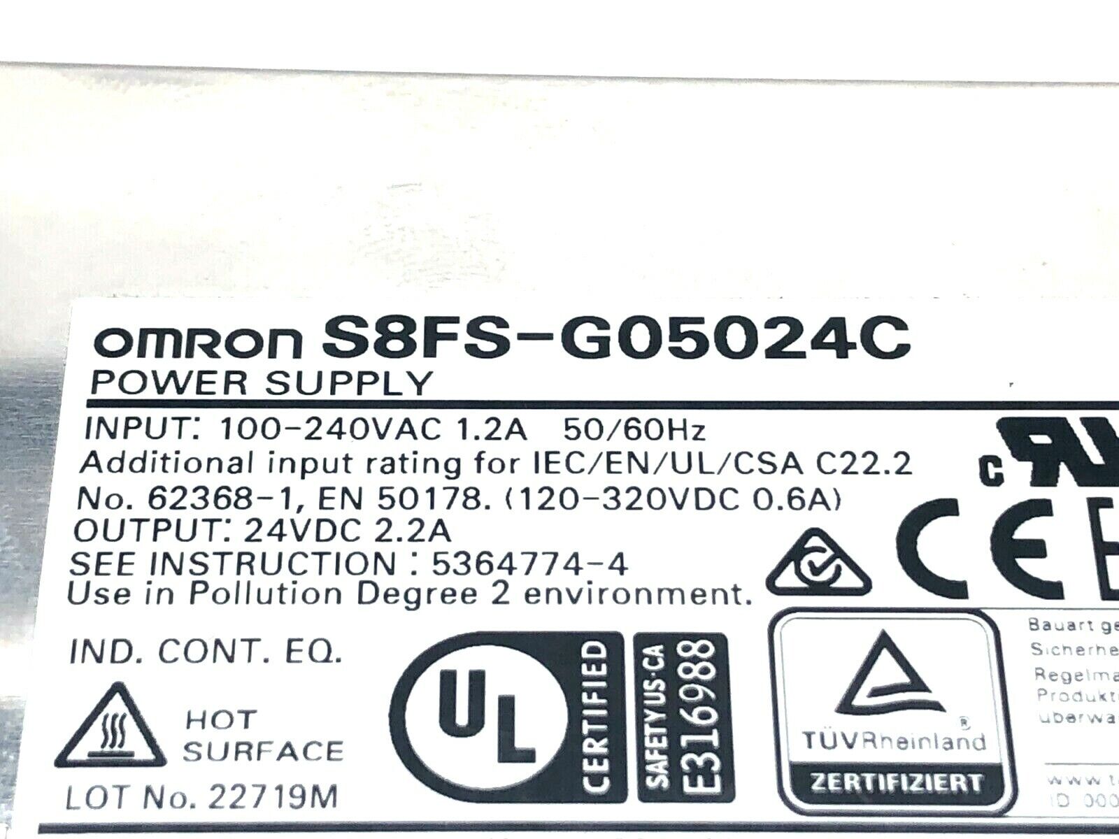 Omron S8FS-G05024C Power Supply 24VDC 2.7A 50/60Hz - Maverick Industrial Sales