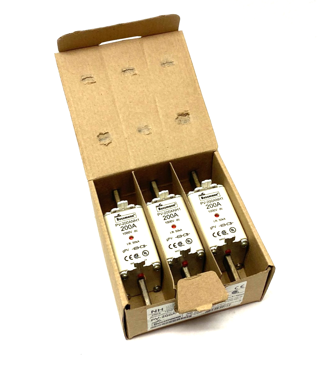 PV-200ANH1 | Cooper Bussmann Dual-Indicator Photovoltalc Fuse 200A 1000V BOX OF 3 - New – Open box - Maverick Industrial Sales