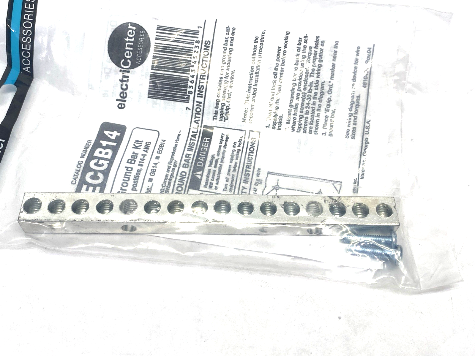 ECGB14 | ElectriCenter Ground Bar Kit, 14 Positions, No. 14-4 AWG LOT OF 3 - New - Maverick Industrial Sales