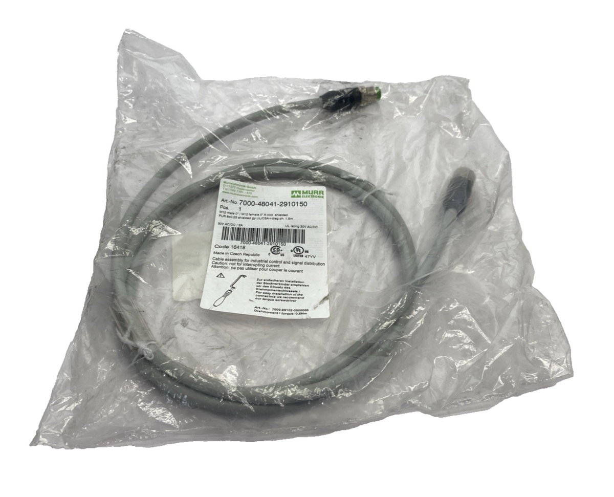 7000-48041-2910150 | Murr Elektronik Cordset M12 Male To M12 Female 8-Pin 1.5m - New - Maverick Industrial Sales
