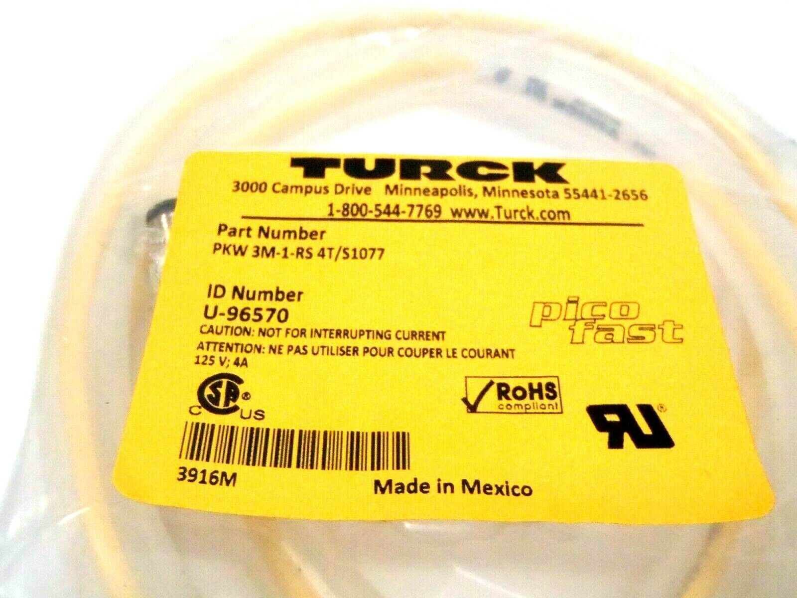 Turck PKW 3M-1-RS 4T/S1077 Male M12 Angled Female M8 Cordset U-96570 - Maverick Industrial Sales