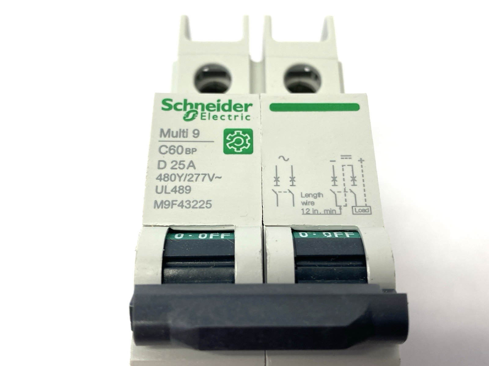 Schneider Electric M9F43225 Miniature Circuit Breaker Multi9 2-Pole 277/480V 25A - Maverick Industrial Sales