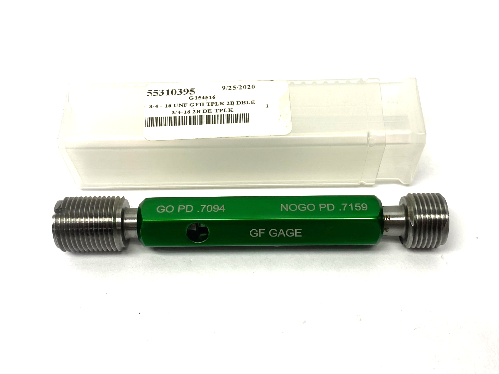 W0750162BS | GF Gage Plug Thread Gage: 3/4-16 Thread, 2B Class, Double End - New – Open box - Maverick Industrial Sales