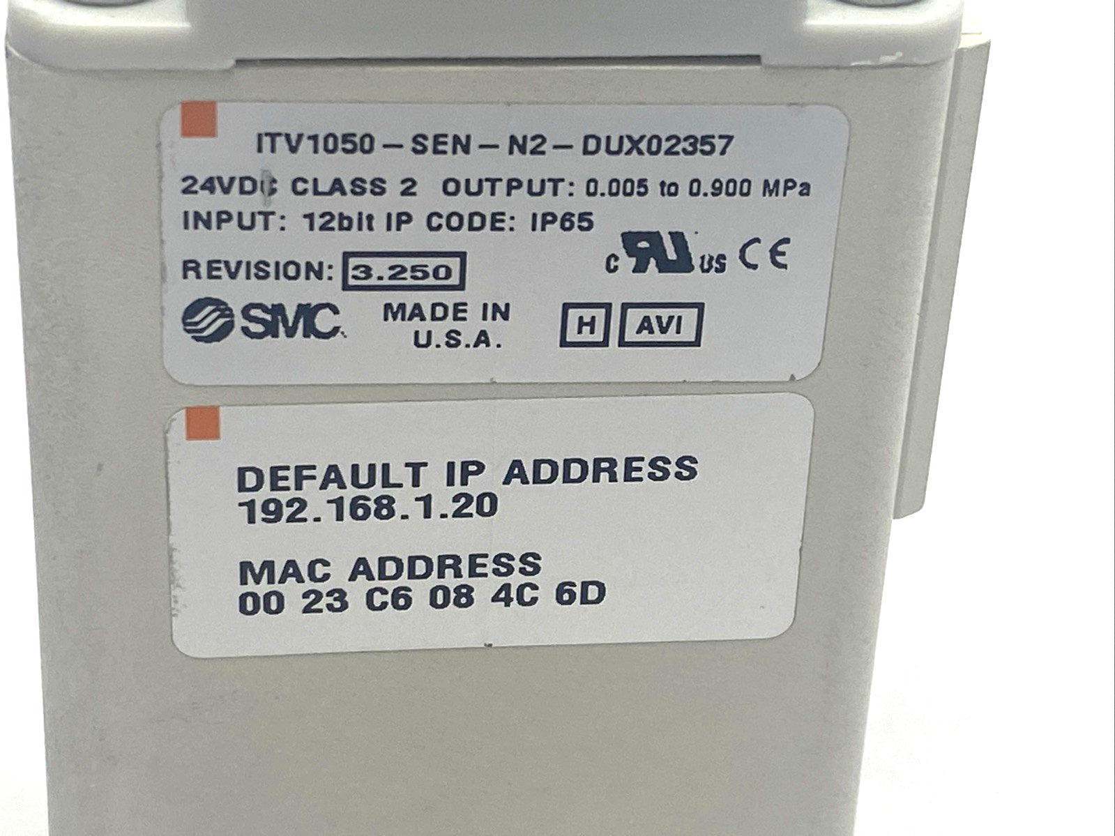 SMC ITV1050-SEN-N2-DUX02357 EtherNet/IP Electro Pneumatic Regulator - Maverick Industrial Sales