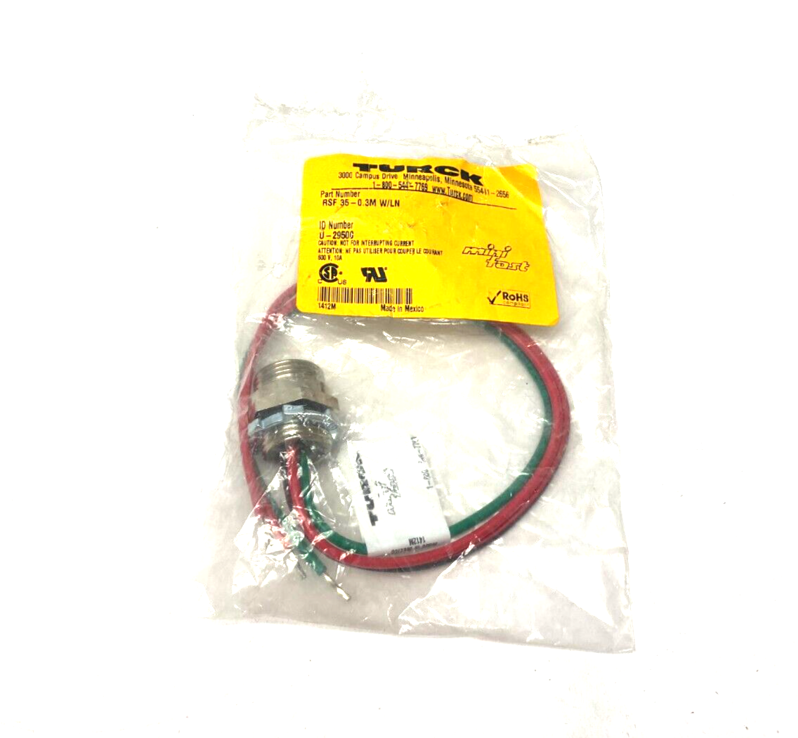 Turck RSF 35-0.3M W/LN Minifast Pan-Mount Bulkhead Receptacle Connector U-29500 - Maverick Industrial Sales