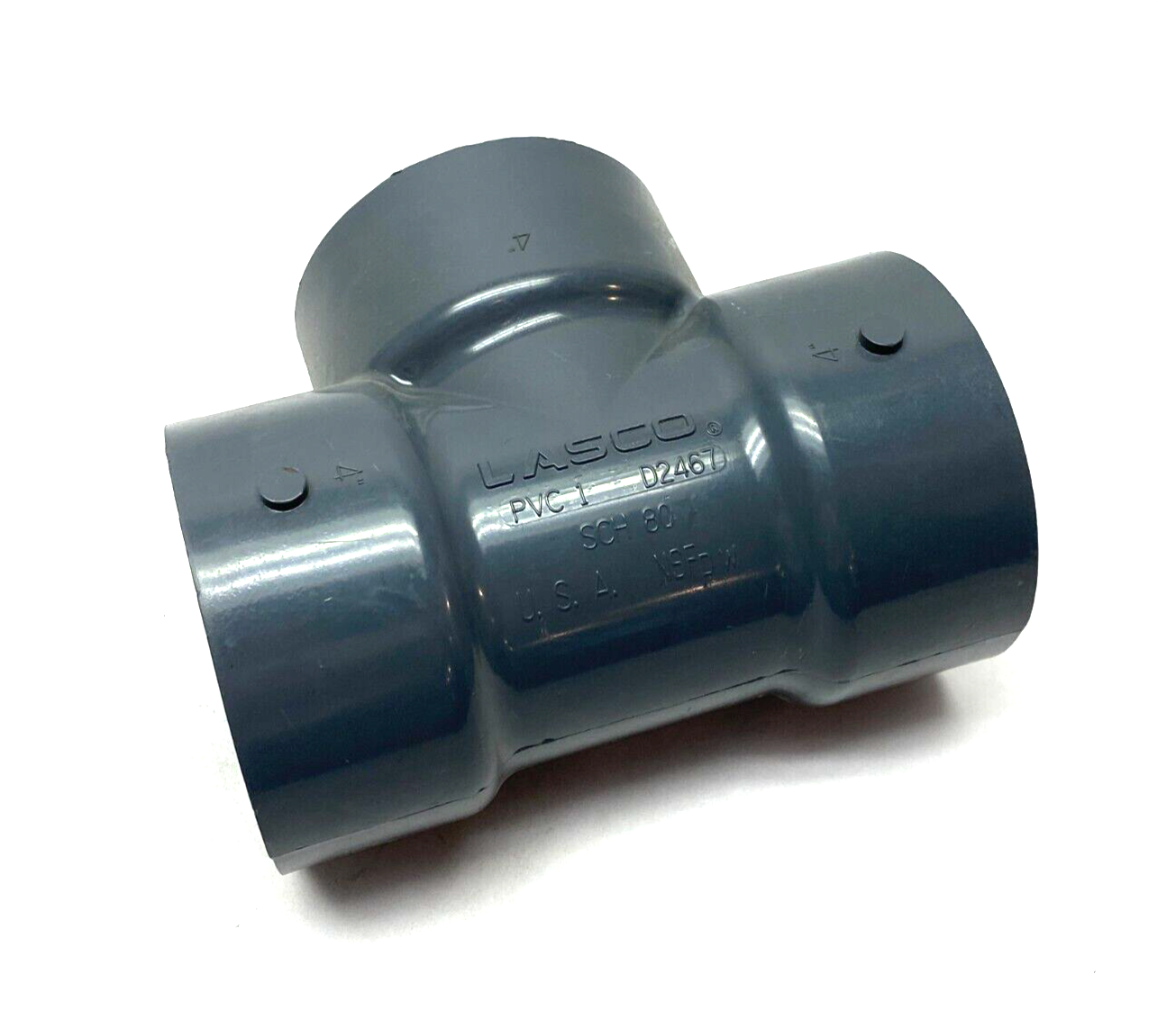 Lasco 801-040 Three-Way Tee Slip Socket Fitting 4" SCH80 PVC Gray - Maverick Industrial Sales