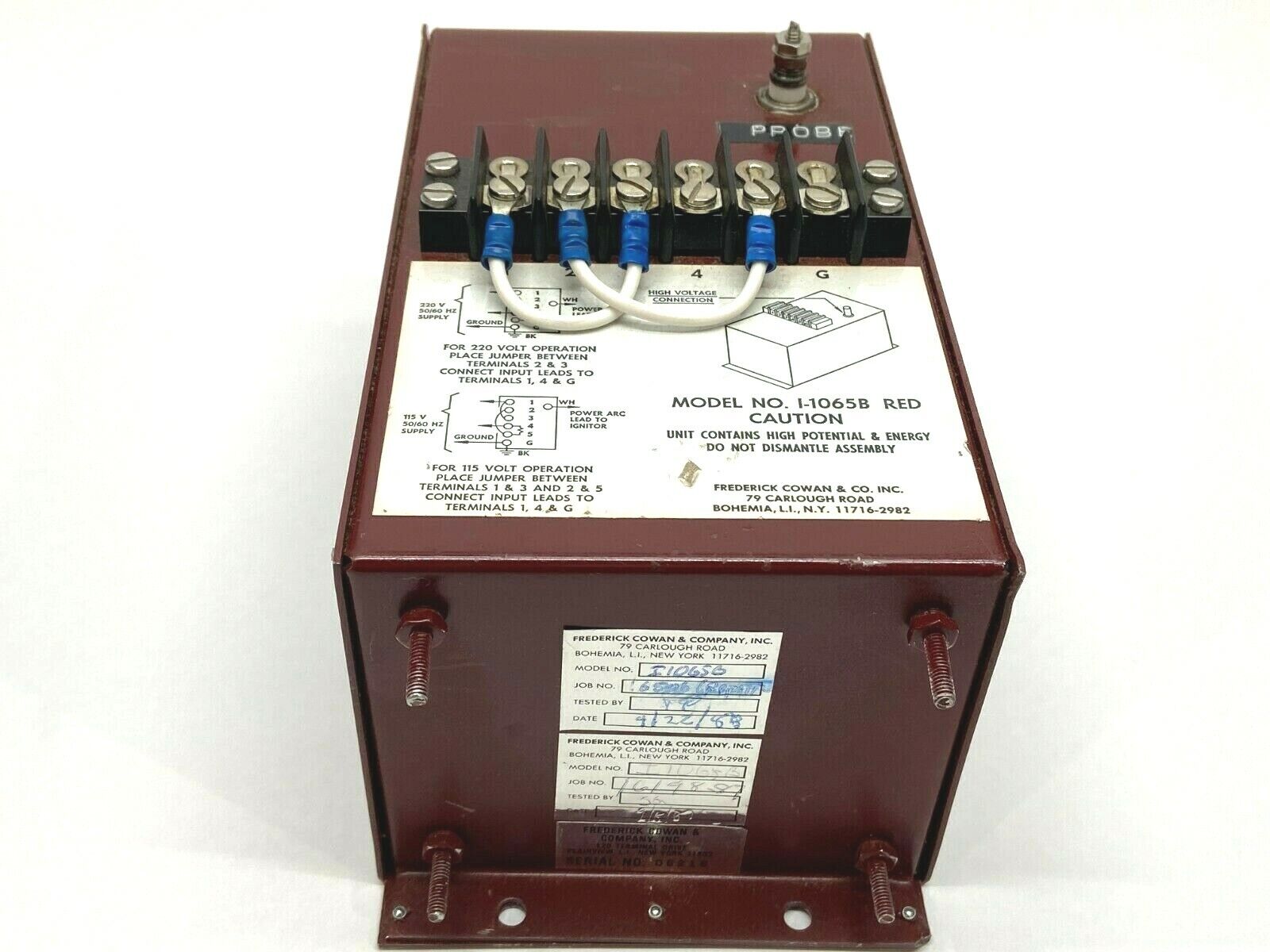 Frederick Cowan I-1065B Power Supply 115-220 Volt 50/60Hz - Used - Maverick Industrial Sales