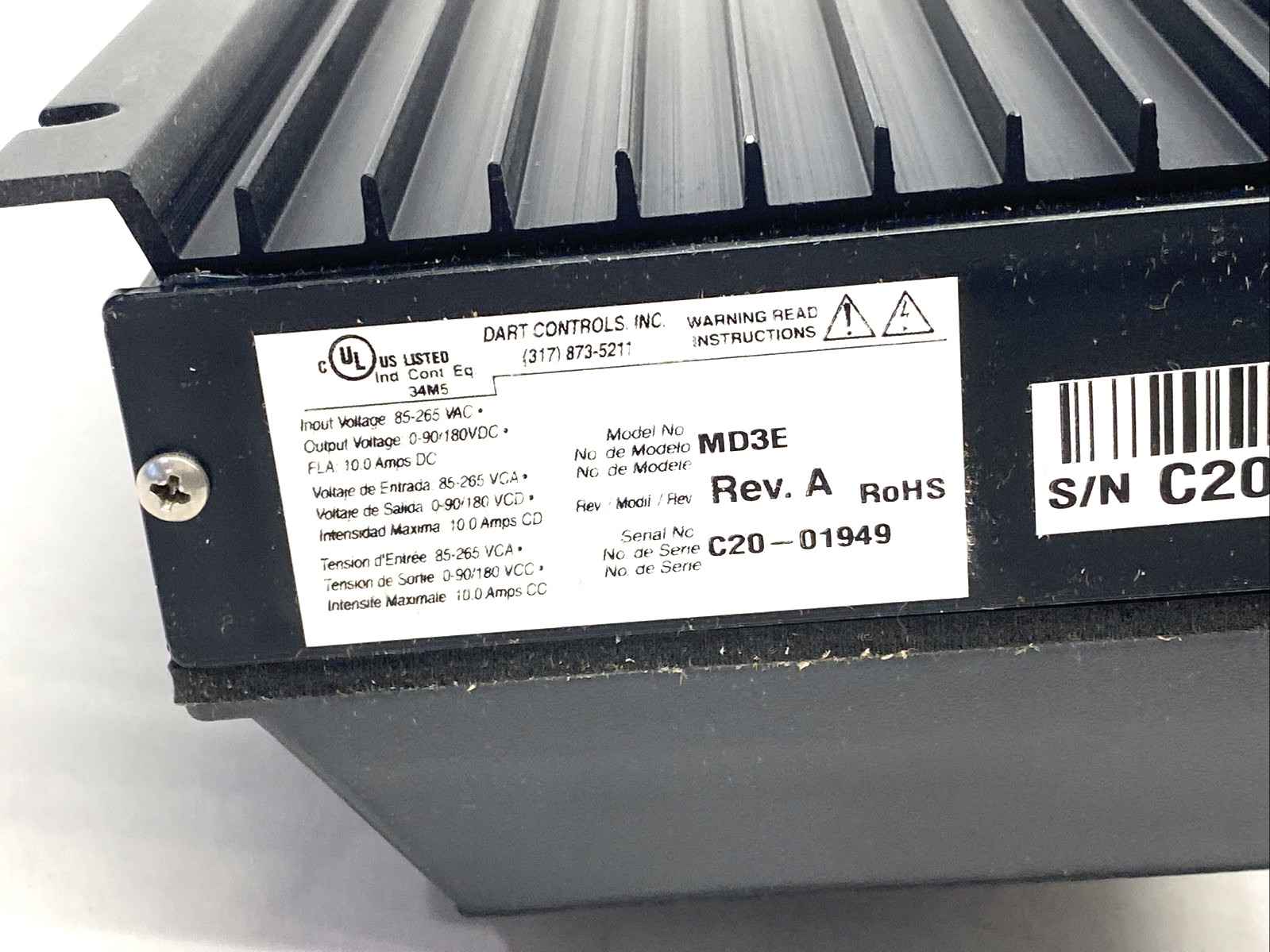 Dart Controls MD3E Rev. A Digital DC Drive 120/240VAC 90/180VDC F.L.A. 10A DC - Maverick Industrial Sales