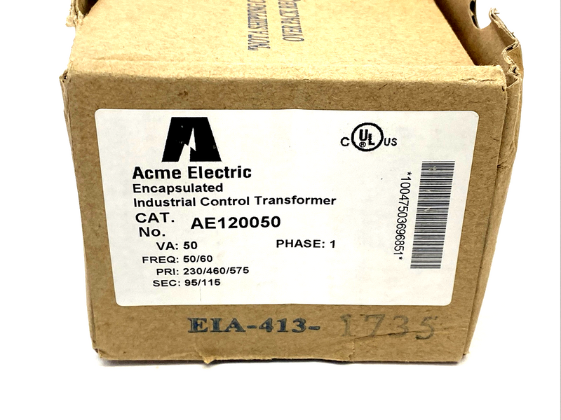 Acme Electric AE120050 Industrial Control Transformer 50VA 1PH 95/115V Sec. - Maverick Industrial Sales