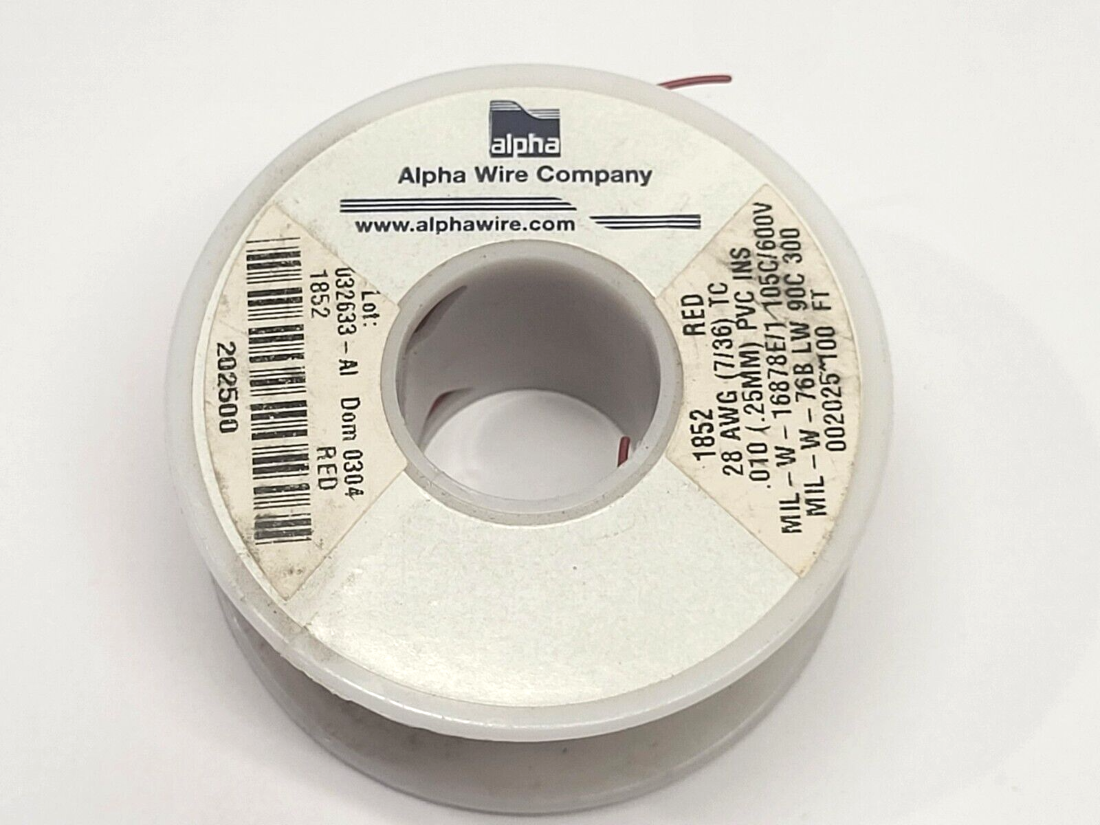 Alpha Wire 1852 RD001 Hook-Up Wire Red 1.5oz Spool - Maverick Industrial Sales